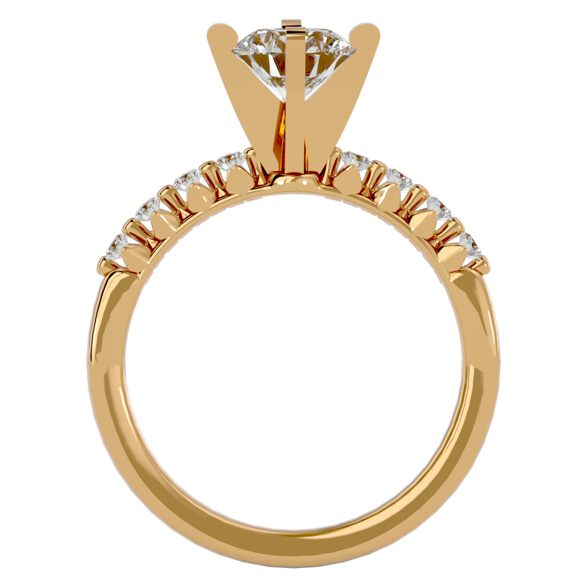 Inel de Logodnă Pavé din Aur 14k cu Diamante Naturale Brilliant de 0.70 ct din 14k Aur Galben - Castelo.ro