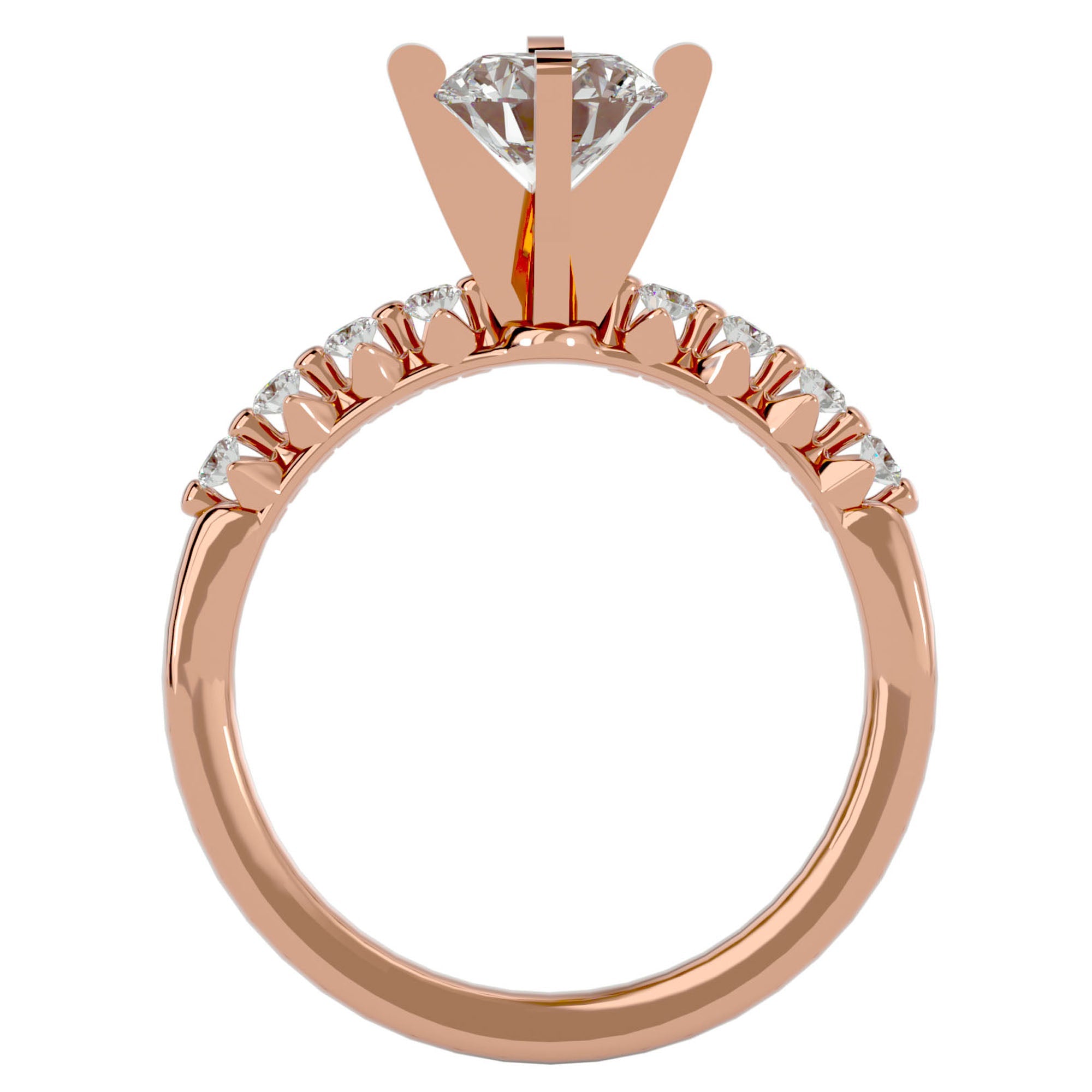 Inel de Logodnă Pavé din Aur 14k cu Moissanite Brilliant de 0.70 ct din 14k Aur Roz - Castelo.ro