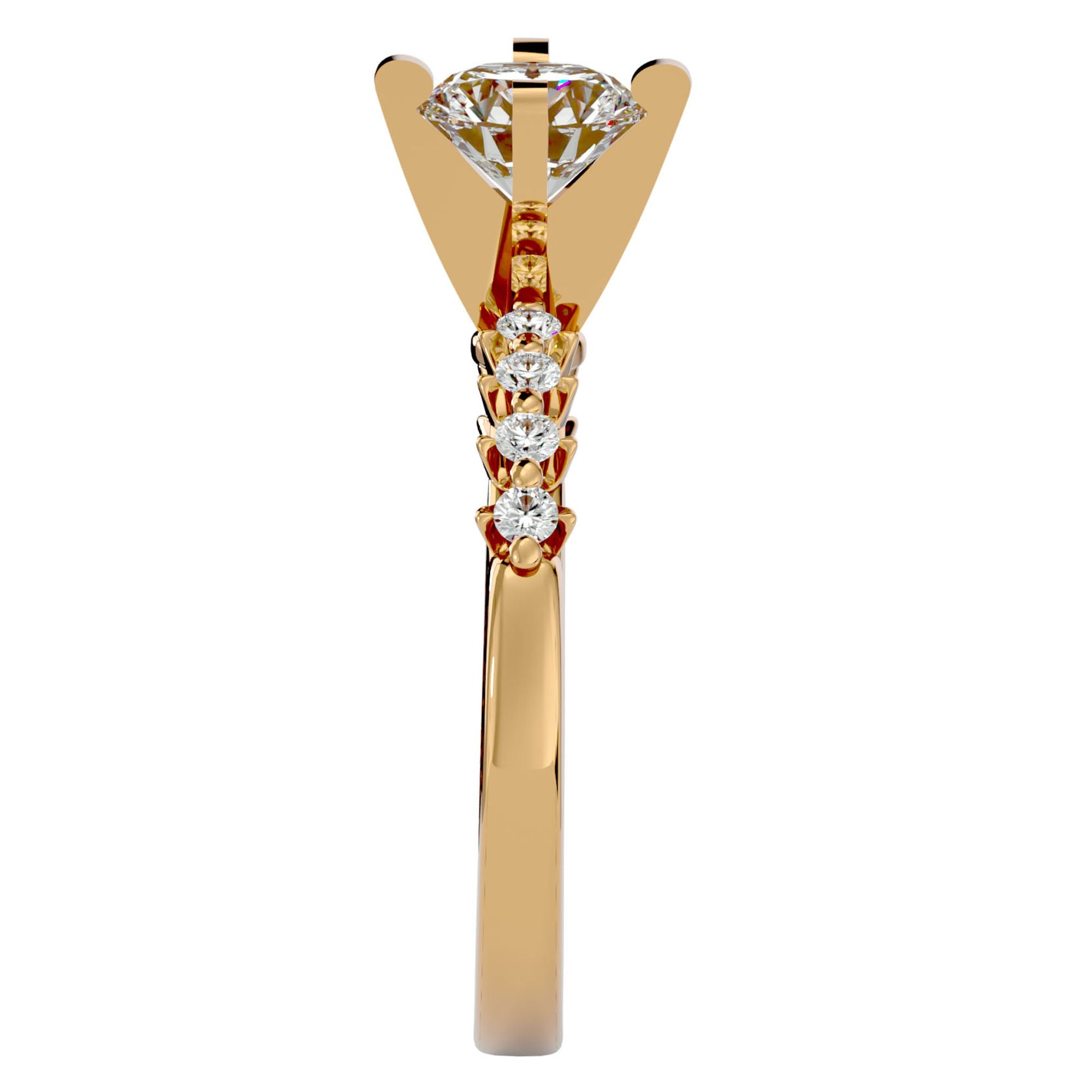 Inel de Logodnă Pavé din Aur 14k cu Moissanite Brilliant de 0.70 ct din 14k Aur Galben - Castelo.ro
