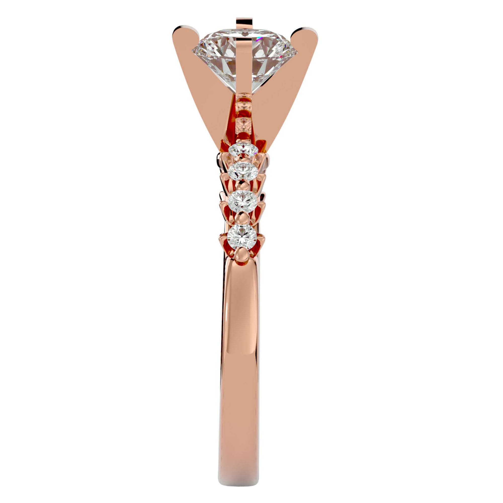 Inel de Logodnă Pavé din Aur 14k cu Moissanite Brilliant de 0.70 ct din 14k Aur Roz - Castelo.ro