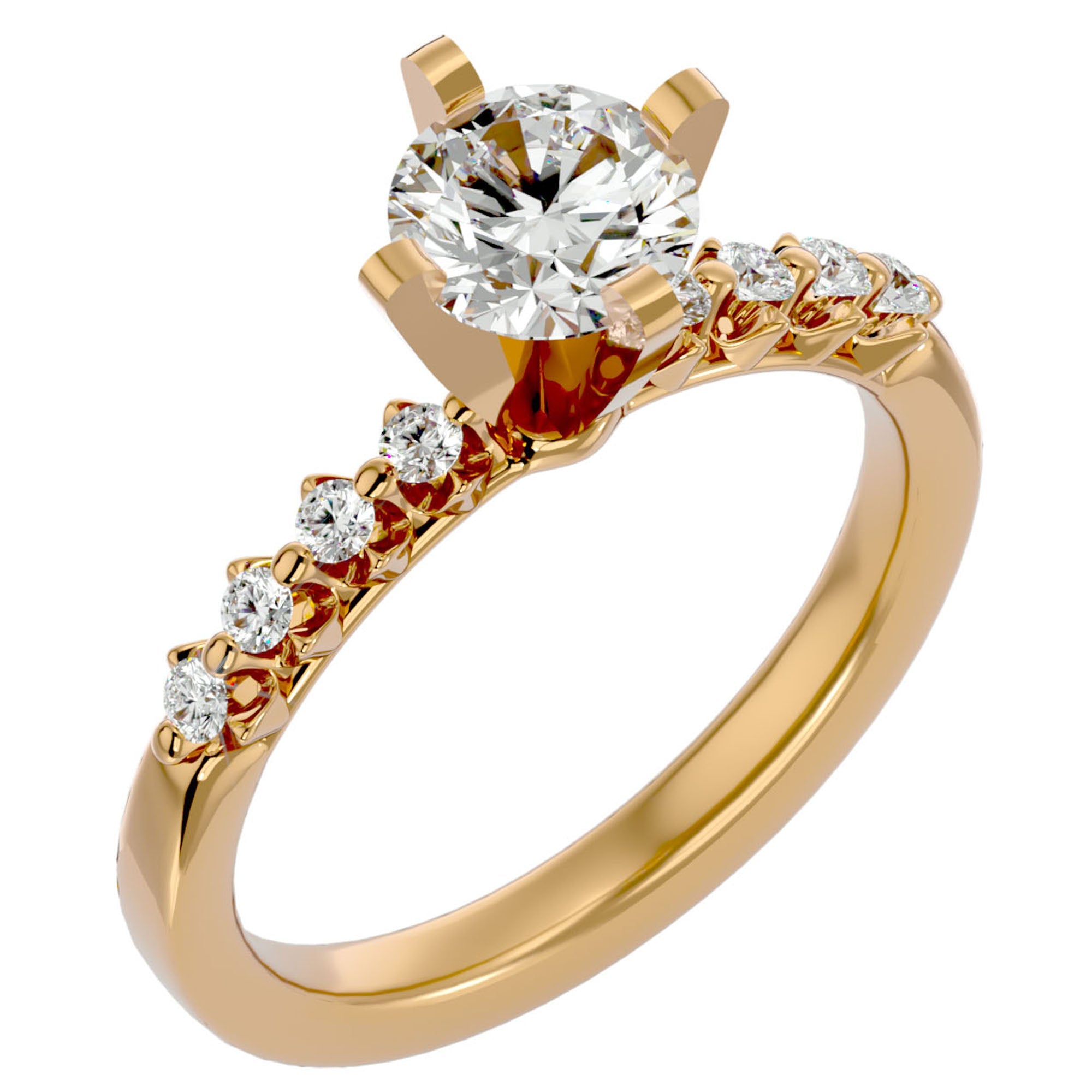 Inel de Logodnă Pavé din Aur 14k cu Moissanite Brilliant de 0.70 ct din 14k Aur Galben - Castelo.ro