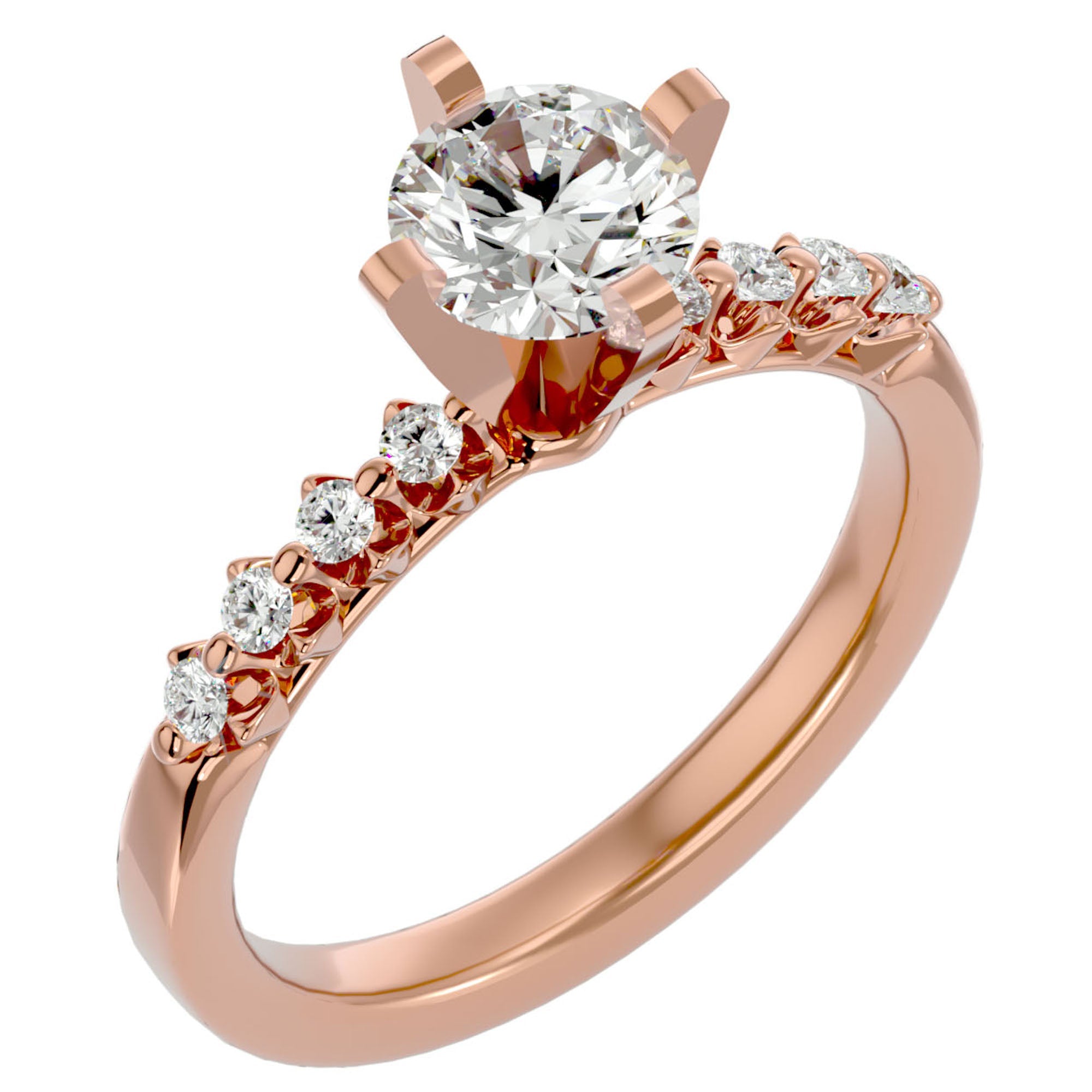 Inel de Logodnă Pavé cu Diamante Create în Laborator Brilliant de 0.70 ct din 18k Aur Roz - Castelo.ro