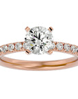 Inel de Logodnă Pavé din Aur 14k cu Diamante Create în Laborator Brilliant de 0.56 ct din 14k Aur Roz - Castelo.ro