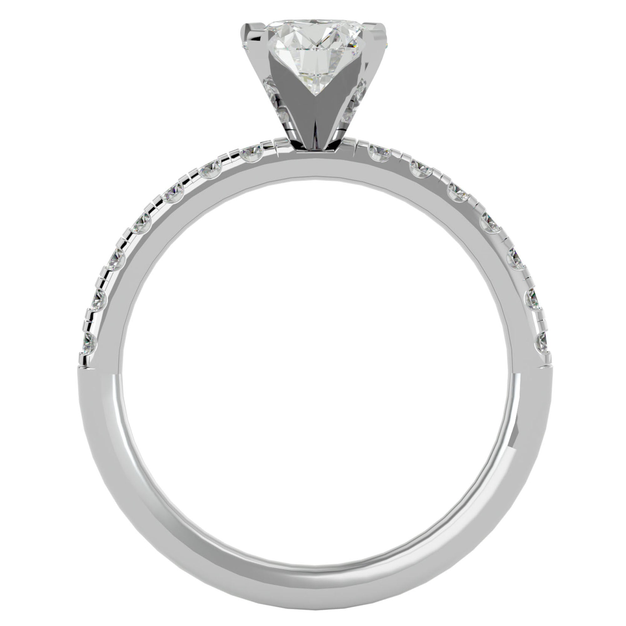 Inel de Logodnă Pavé din Aur 14k cu Moissanite Brilliant de 0.56 ct din 14k Aur Alb - Castelo.ro