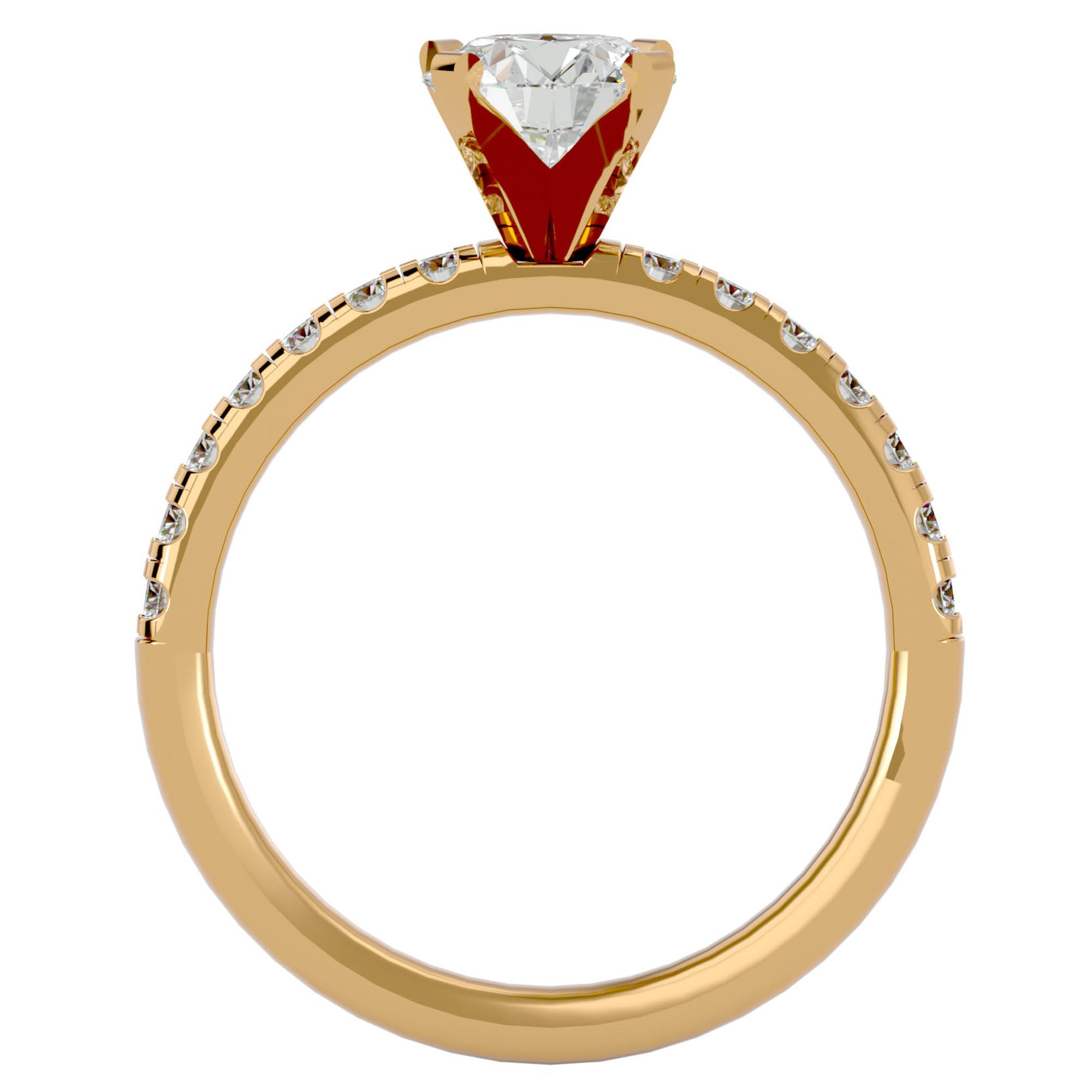 Inel de Logodnă Pavé din Aur 14k cu Diamante Naturale Brilliant de 0.56 ct din 14k Aur Galben - Castelo.ro