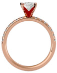 Inel de Logodnă Pavé din Aur 14k cu Diamante Create în Laborator Brilliant de 0.56 ct din 14k Aur Roz - Castelo.ro
