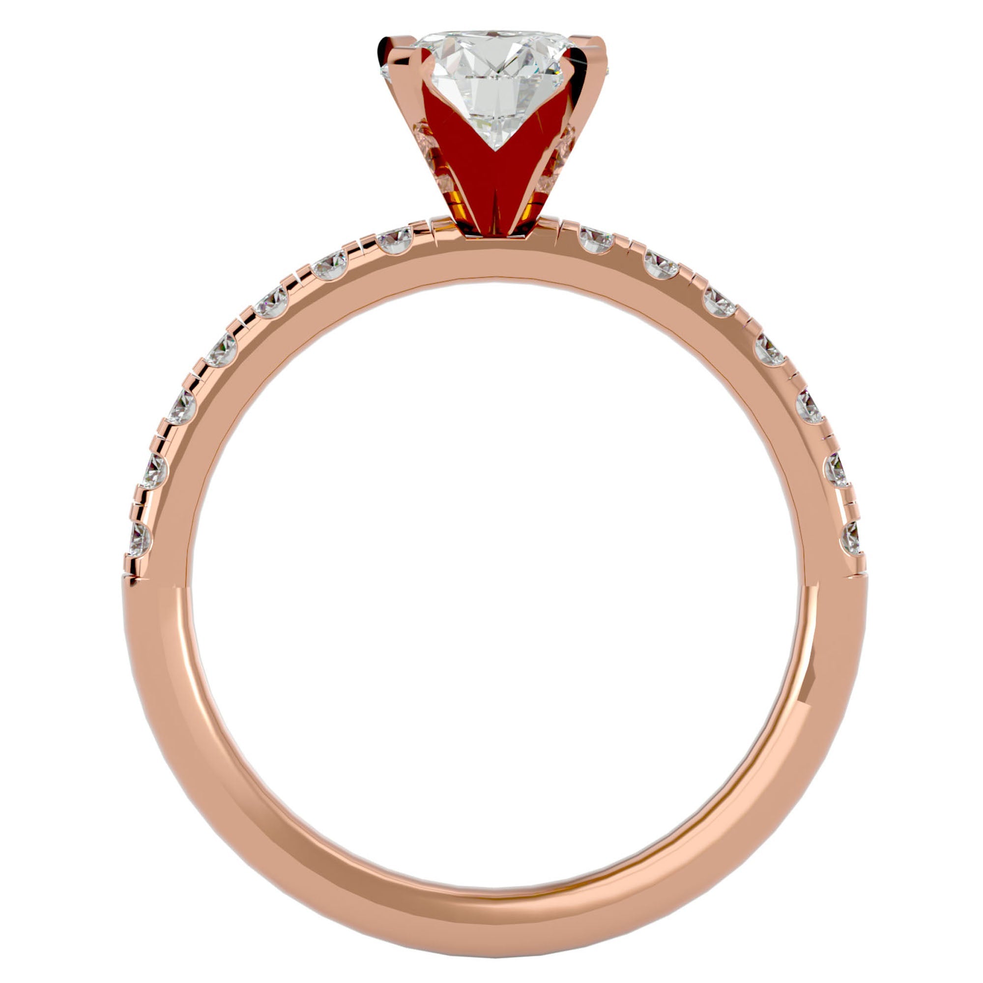 Inel de Logodnă Pavé din Aur 14k cu Moissanite Brilliant de 0.56 ct din 14k Aur Roz - Castelo.ro