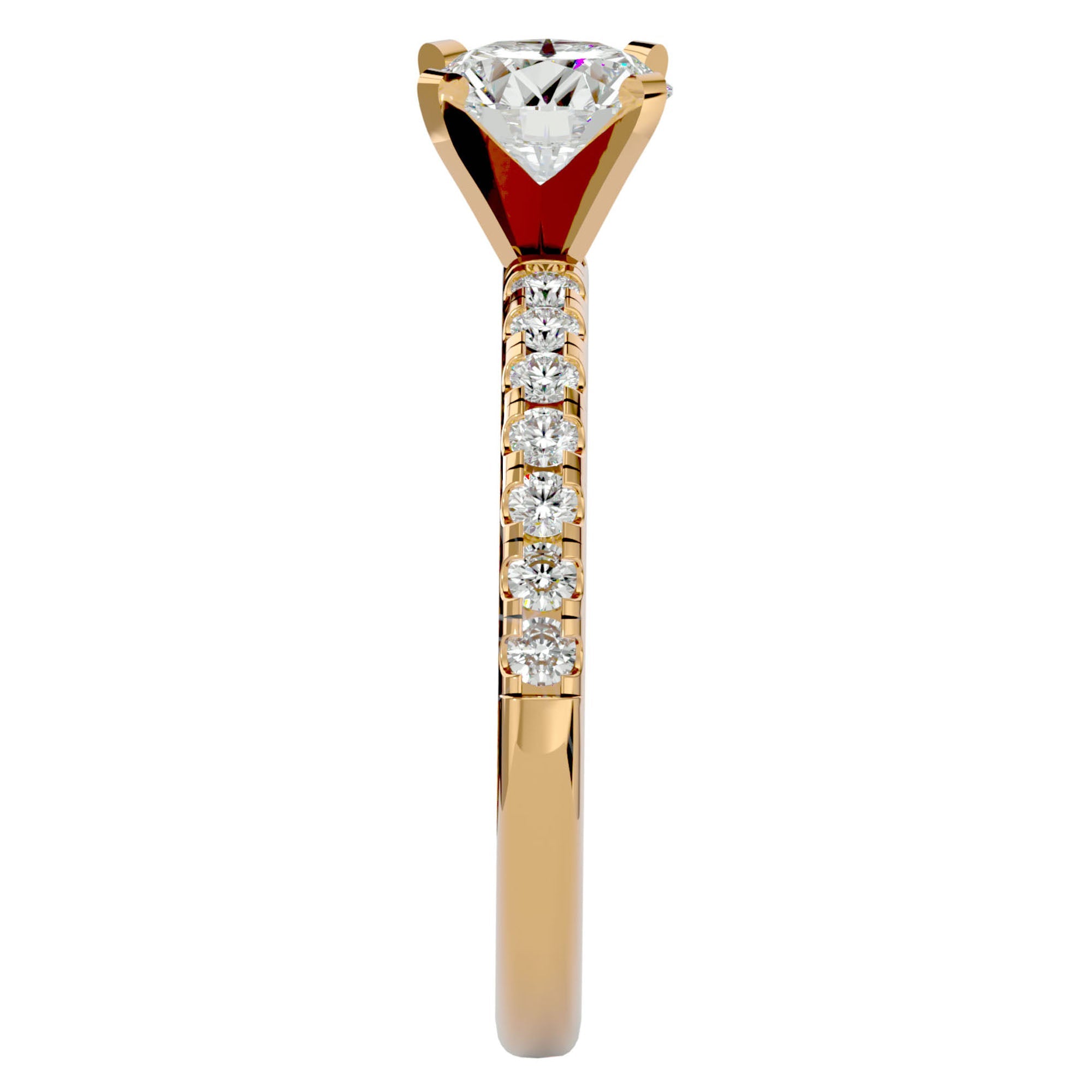 Inel de Logodnă Pavé din Aur 14k cu Moissanite Brilliant de 0.56 ct din 14k Aur Galben - Castelo.ro