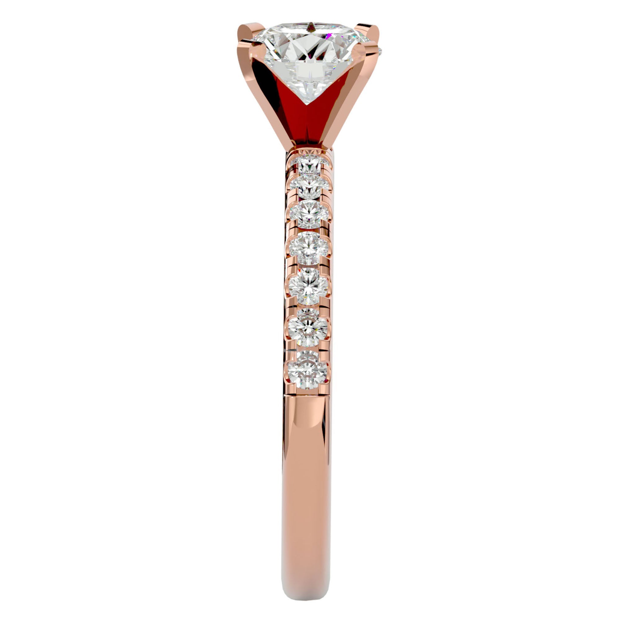 Inel de Logodnă Pavé din Aur 14k cu Moissanite Brilliant de 0.56 ct din 14k Aur Roz - Castelo.ro