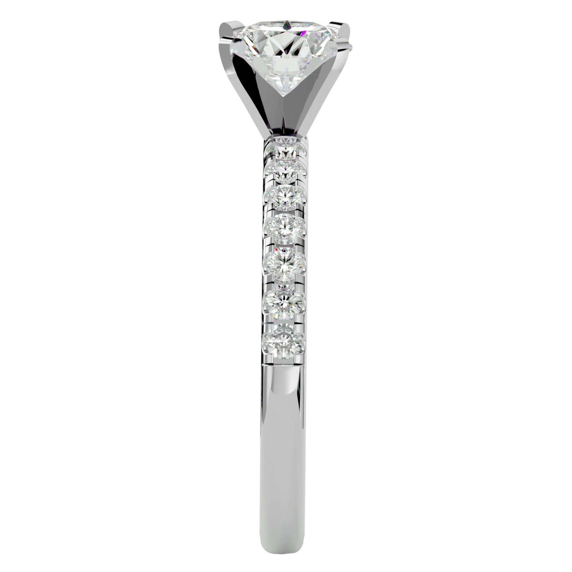 Inel de Logodnă Pavé din Aur 14k cu Moissanite Brilliant de 0.56 ct din 14k Aur Alb - Castelo.ro