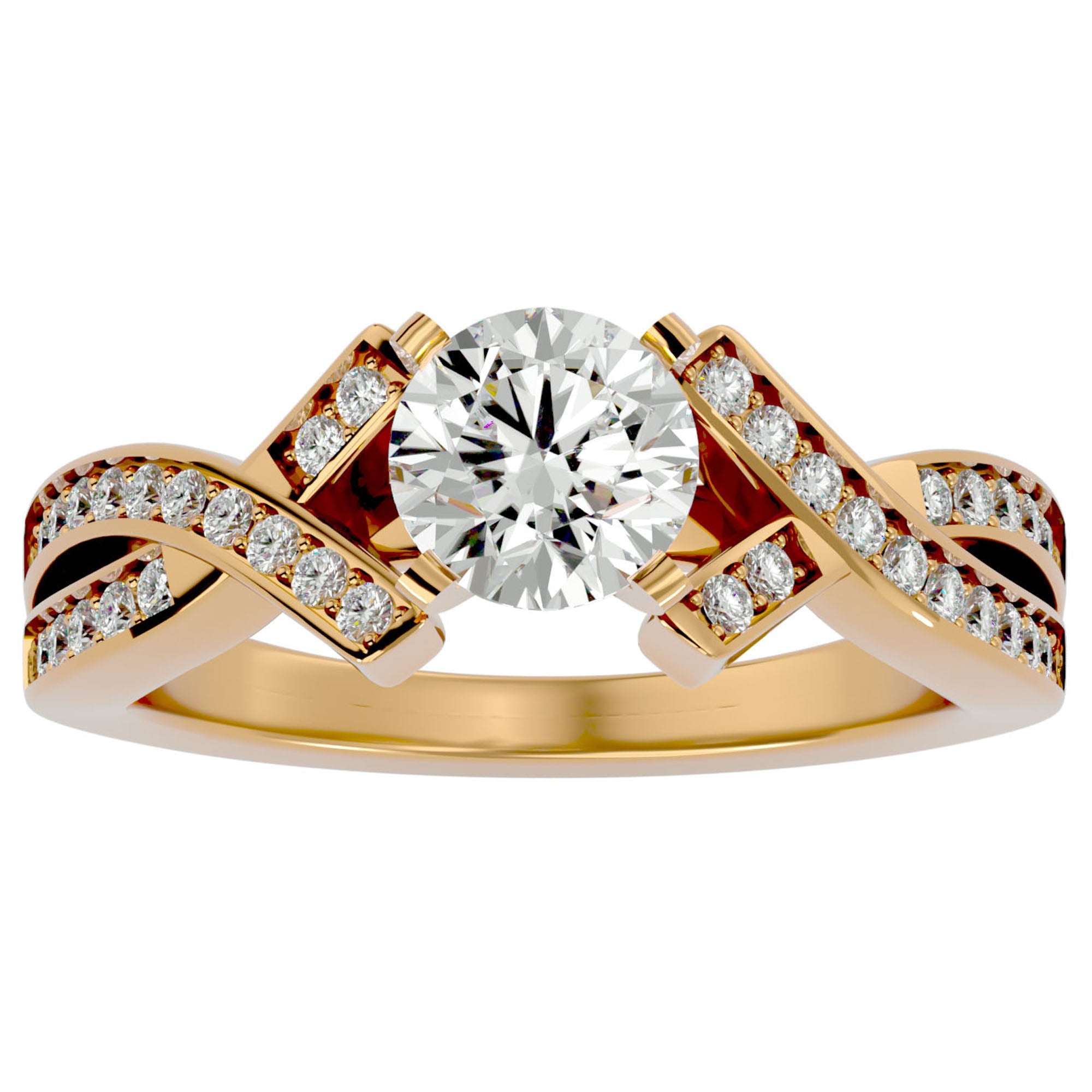 Inel de Logodnă Duo Eternal din Aur 14k cu Moissanite Brilliant de 2.18 ct din 14k Aur Galben - Castelo.ro