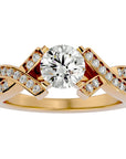 Inel de Logodnă Duo Eternal din Aur 14k cu Moissanite Brilliant de 2.18 ct din 14k Aur Galben - Castelo.ro