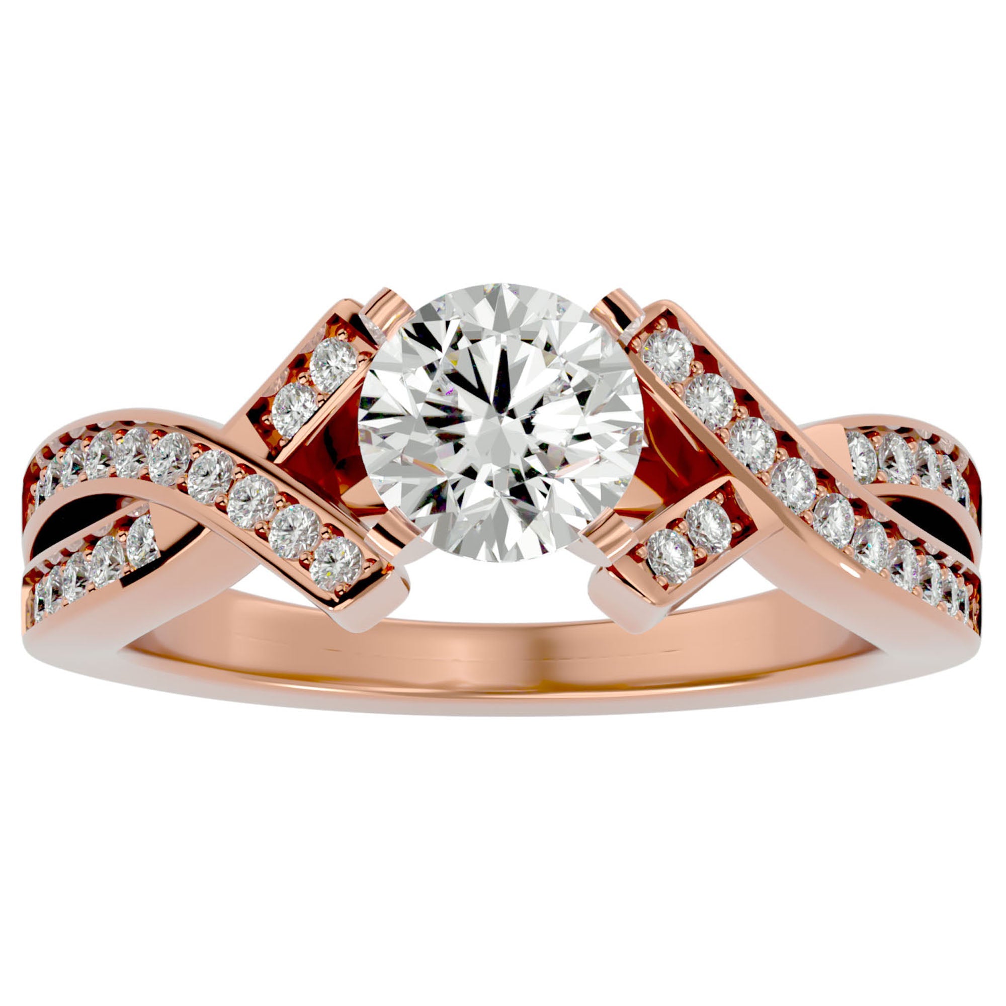 Inel de Logodnă Duo Eternal din Aur 14k cu Moissanite Brilliant de 2.18 ct din 14k Aur Roz - Castelo.ro