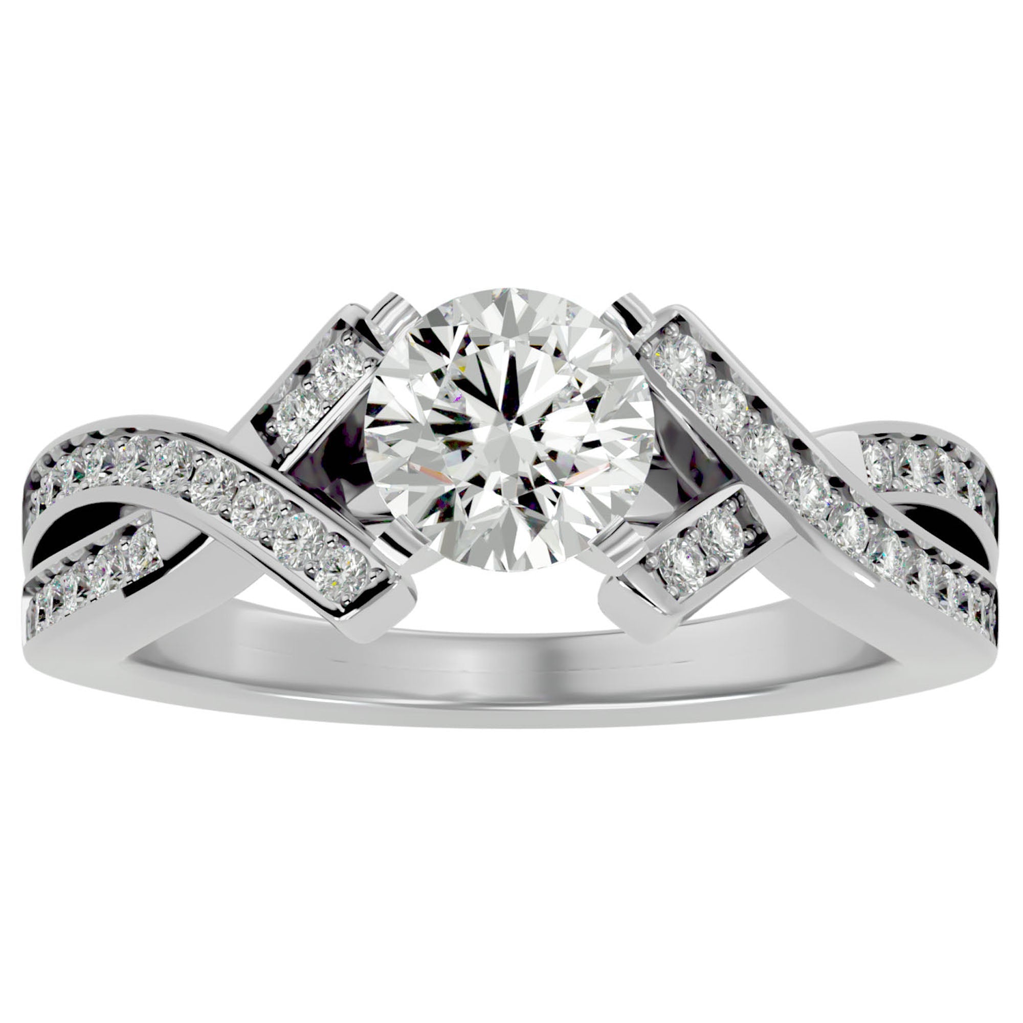 Inel de Logodnă Duo Eternal din Aur 14k cu Moissanite Brilliant de 2.18 ct din 14k Aur Alb - Castelo.ro
