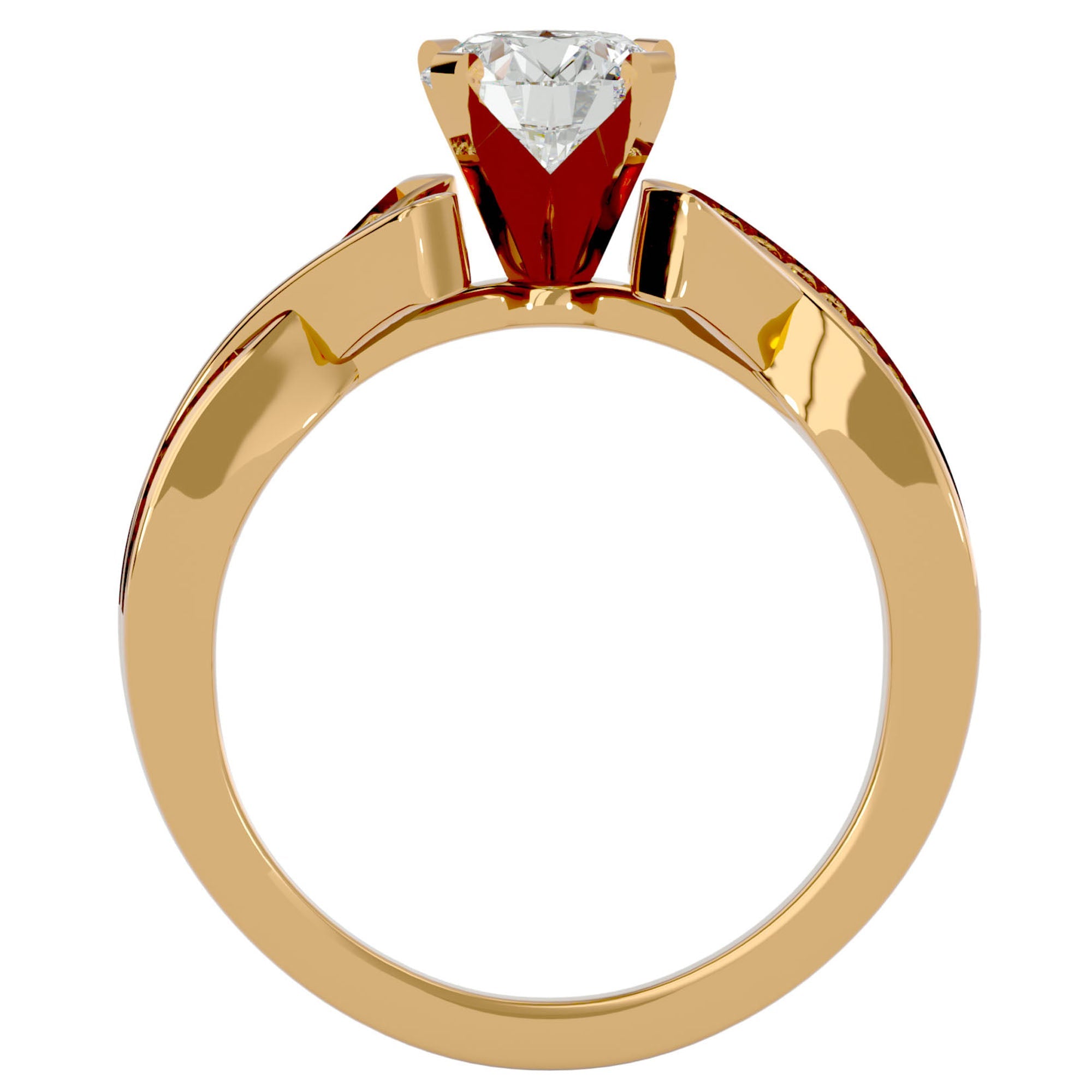 Inel de Logodnă Duo Eternal din Aur 14k cu Moissanite Brilliant de 2.18 ct din 14k Aur Galben - Castelo.ro