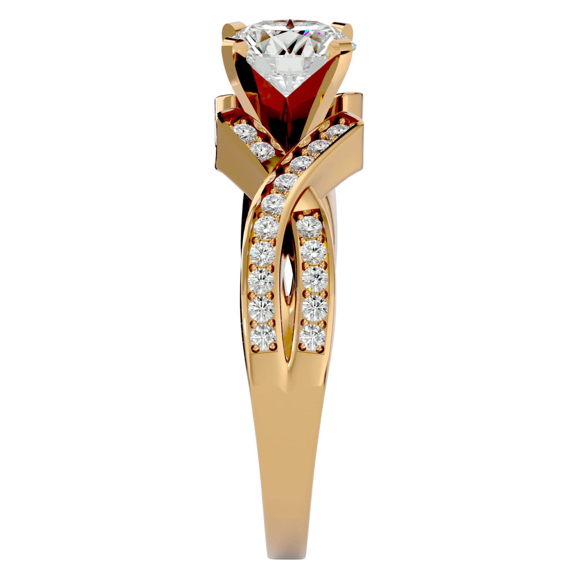 Inel de Logodnă Duo Eternal din Aur 14k cu Moissanite Brilliant de 2.18 ct din 14k Aur Galben - Castelo.ro