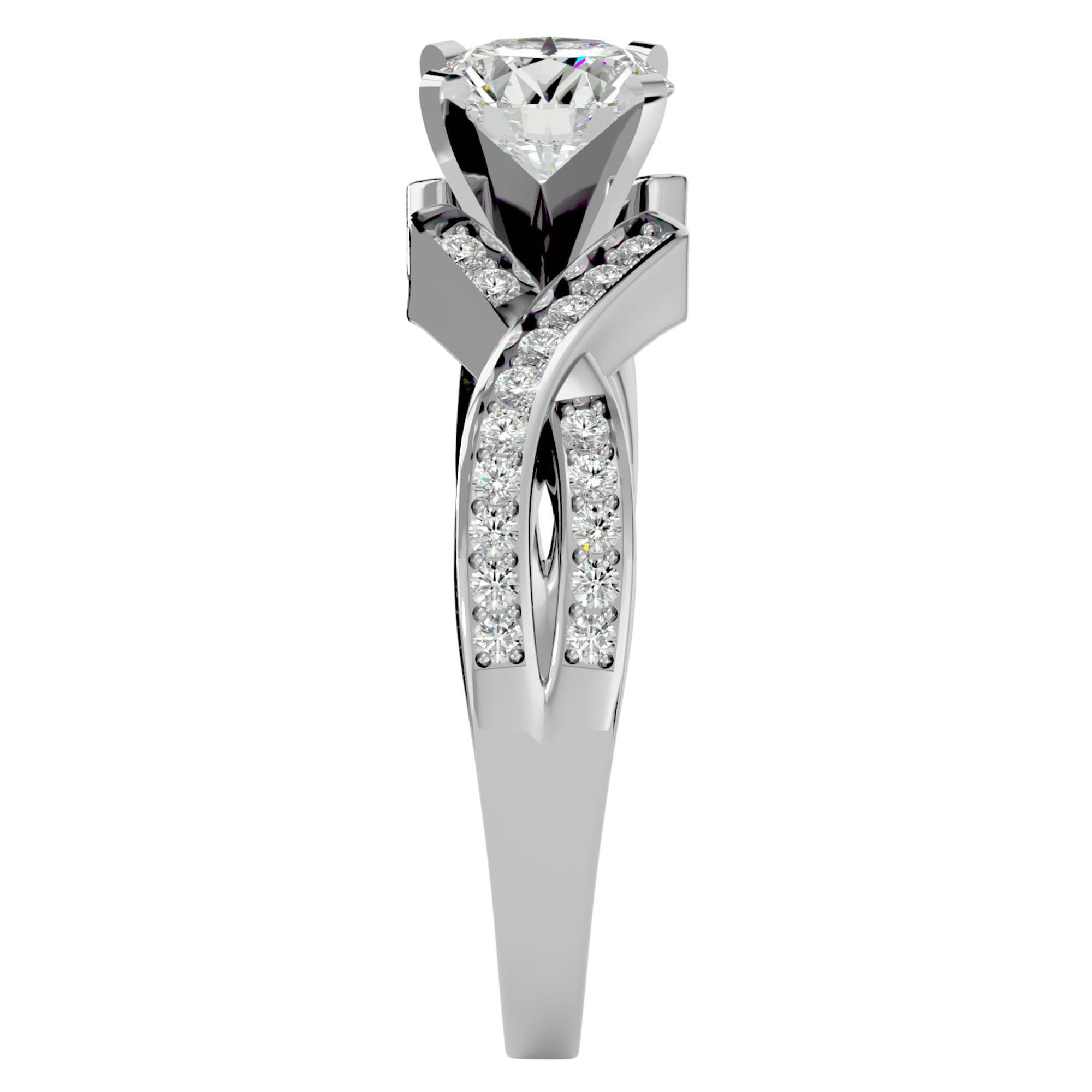 Inel de Logodnă Duo Eternal din Aur 14k cu Moissanite Brilliant de 2.18 ct din 14k Aur Alb - Castelo.ro