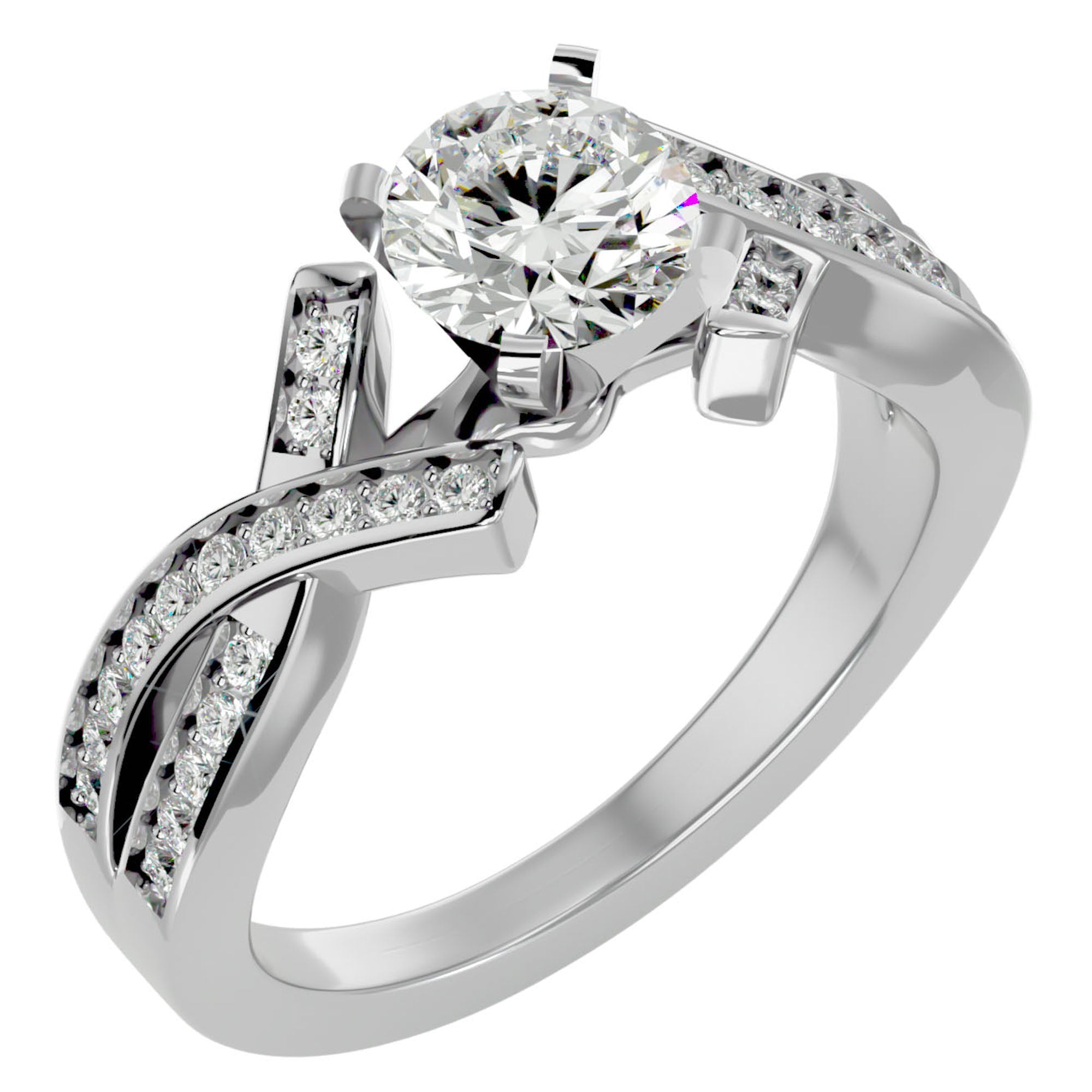 Inel de Logodnă Duo Eternal din Aur 14k cu Moissanite Brilliant de 2.18 ct din 14k Aur Alb - Castelo.ro