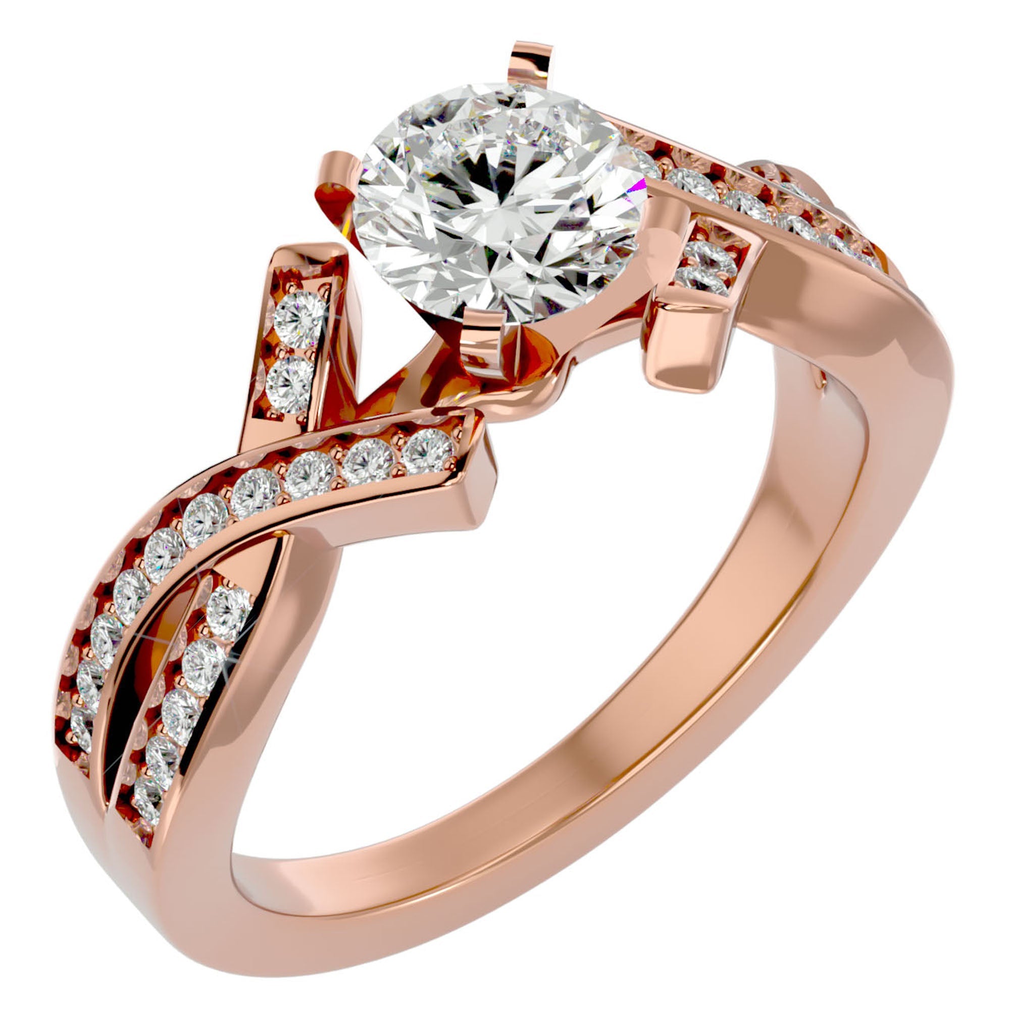 Inel de Logodnă Duo Eternal din Aur 14k cu Moissanite Brilliant de 2.18 ct din 14k Aur Roz - Castelo.ro