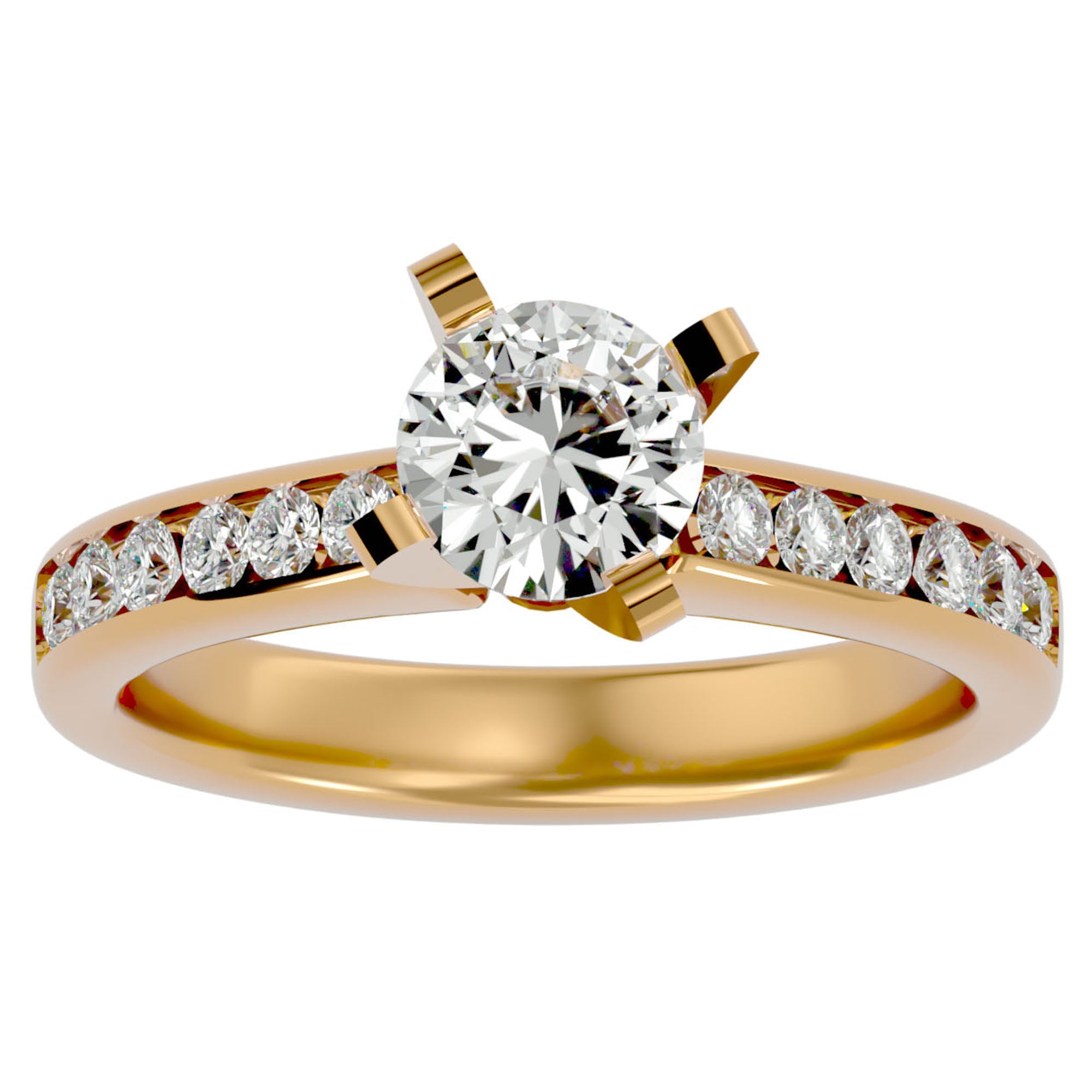 Inel de Logodnă Pavé cu Diamante Create în Laborator Brilliant de 1.58 ct din 18k Aur Galben - Castelo.ro