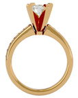Inel de Logodnă Pavé din Aur 14k cu Moissanite Brilliant de 1.58 ct din 14k Aur Galben - Castelo.ro