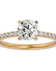 Inel de Logodnă din Aur 14k cu Moissanite Solitaire Etern Pavé de 0.50 ct din 14k Aur Galben - Castelo.ro