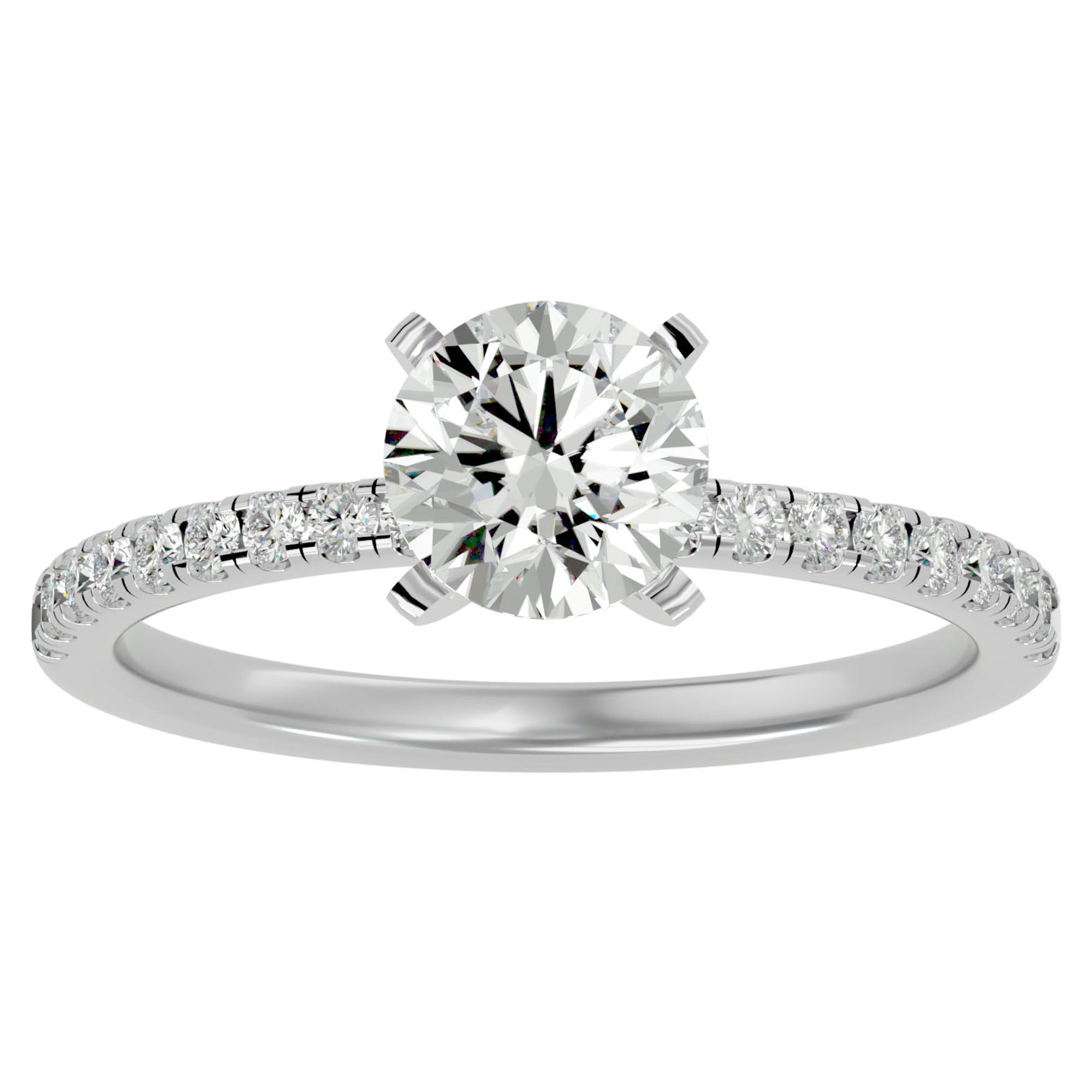 Inel de Logodnă din Aur 14k cu Moissanite Solitaire Etern Pavé de 0.50 ct din 14k Aur Alb - Castelo.ro