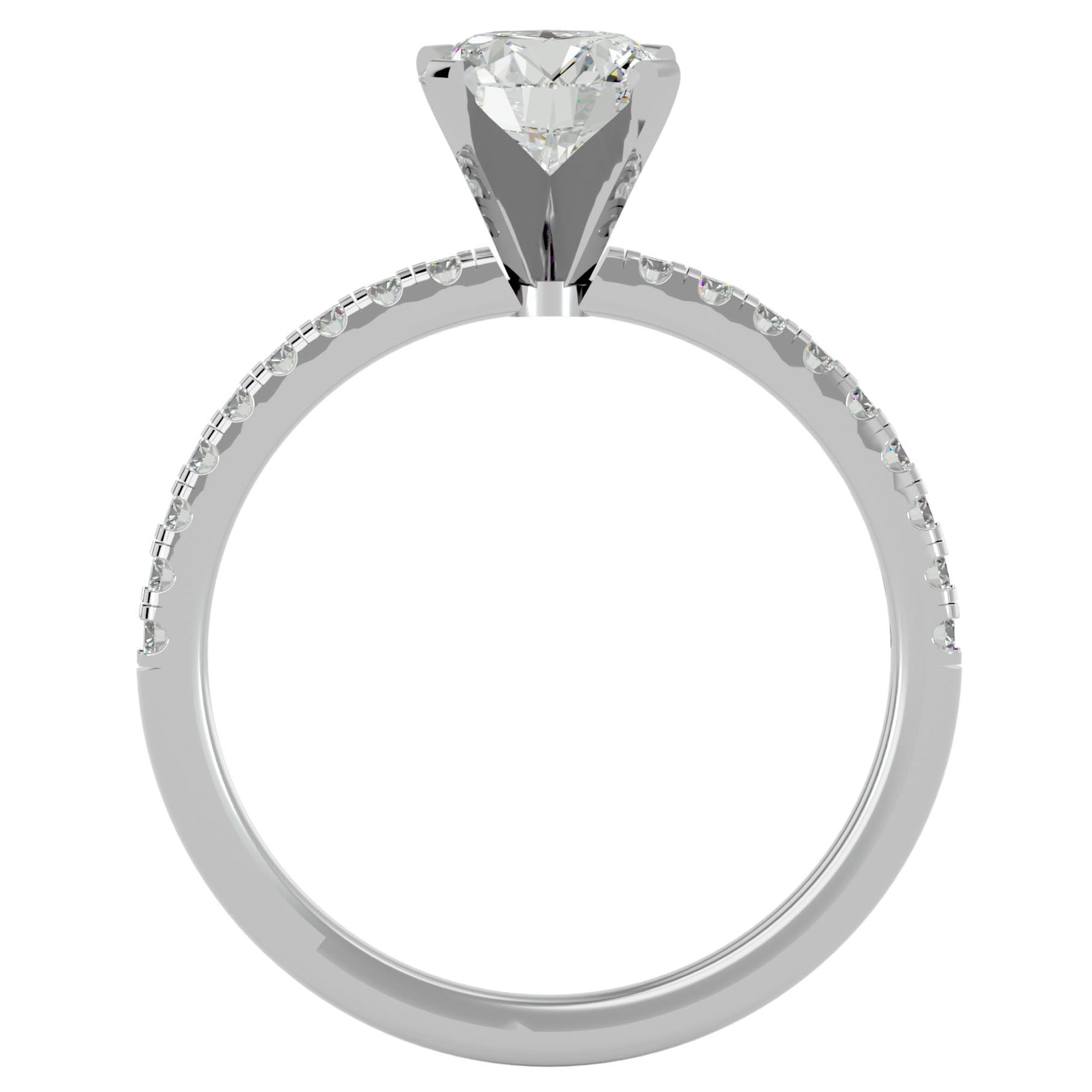 Inel de Logodnă din Aur 14k cu Moissanite Solitaire Etern Pavé de 0.50 ct din 14k Aur Alb - Castelo.ro