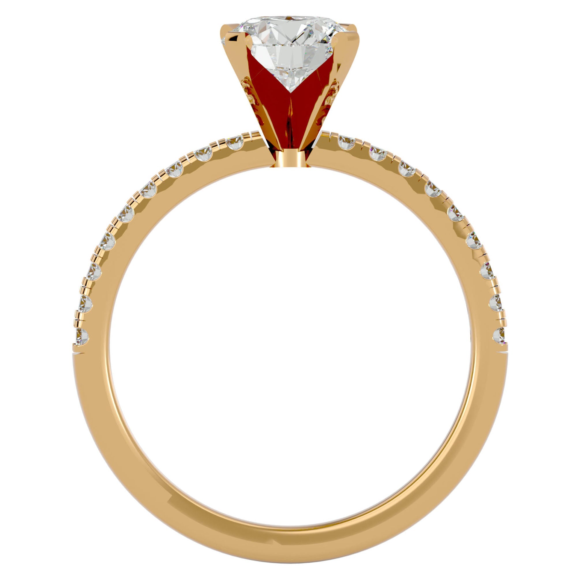Inel de Logodnă din Aur 14k cu Diamante Naturale Solitaire Etern Pavé de 0.50 ct din 14k Aur Galben - Castelo.ro