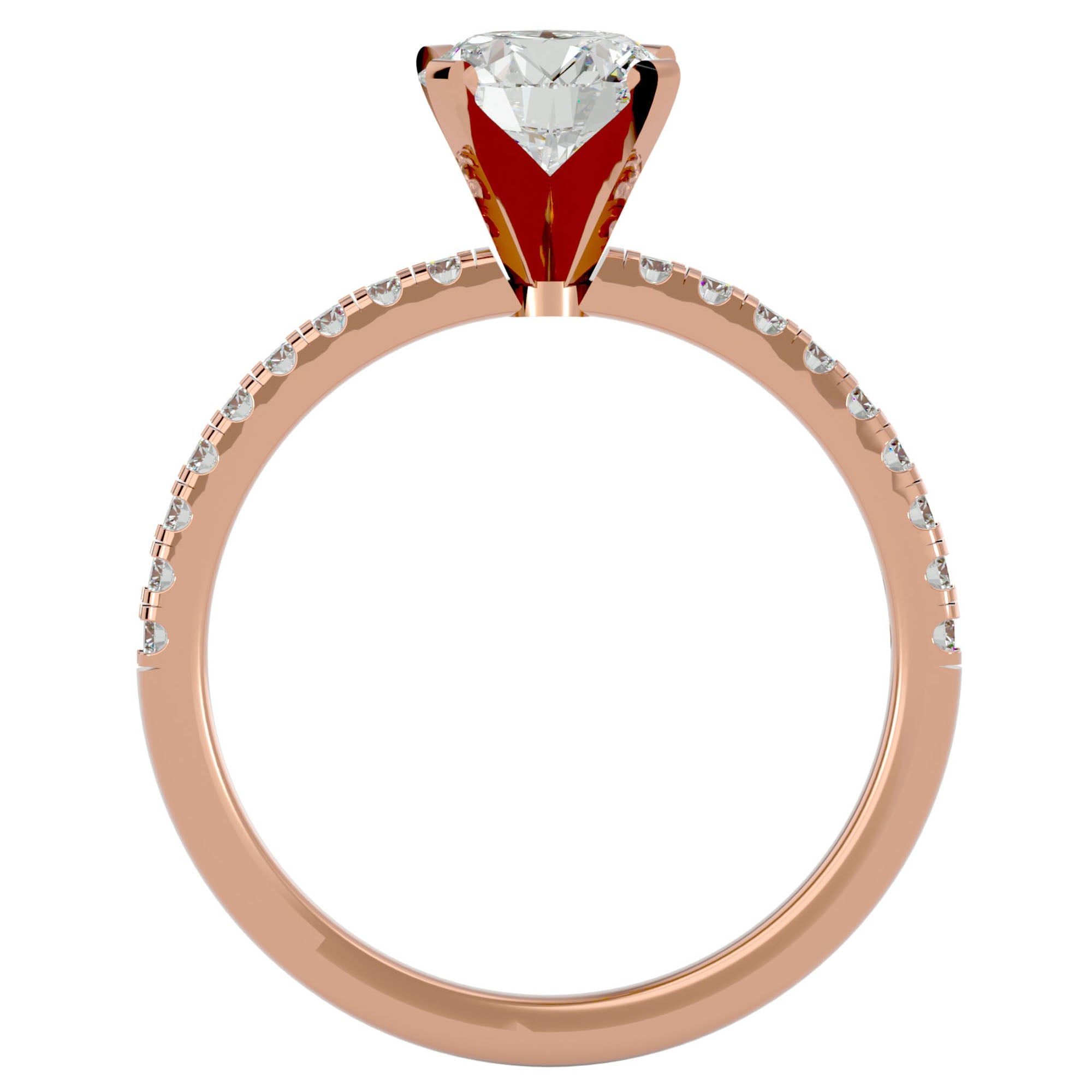 Inel de Logodnă din Aur 14k cu Diamante Naturale Solitaire Etern Pavé de 0.50 ct din 14k Aur Roz - Castelo.ro