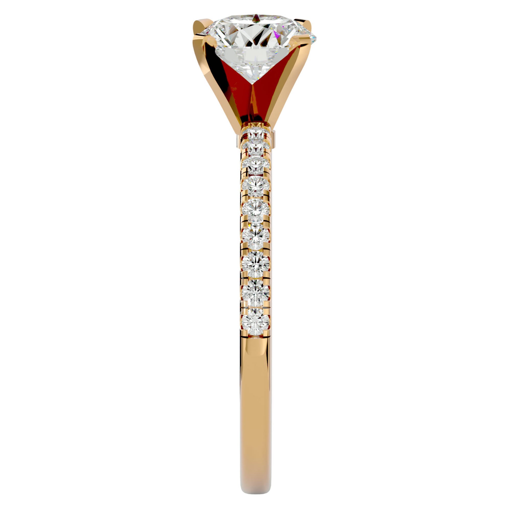 Inel de Logodnă din Aur 14k cu Diamante Naturale Solitaire Etern Pavé de 0.50 ct din 14k Aur Galben - Castelo.ro
