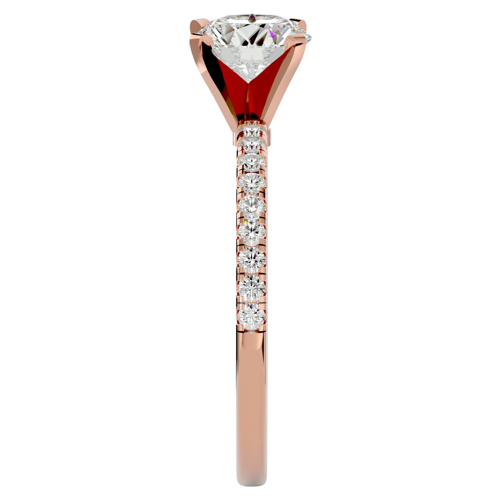 Inel de Logodnă din Aur 14k cu Diamante Naturale Solitaire Etern Pavé de 0.50 ct din 14k Aur Roz - Castelo.ro