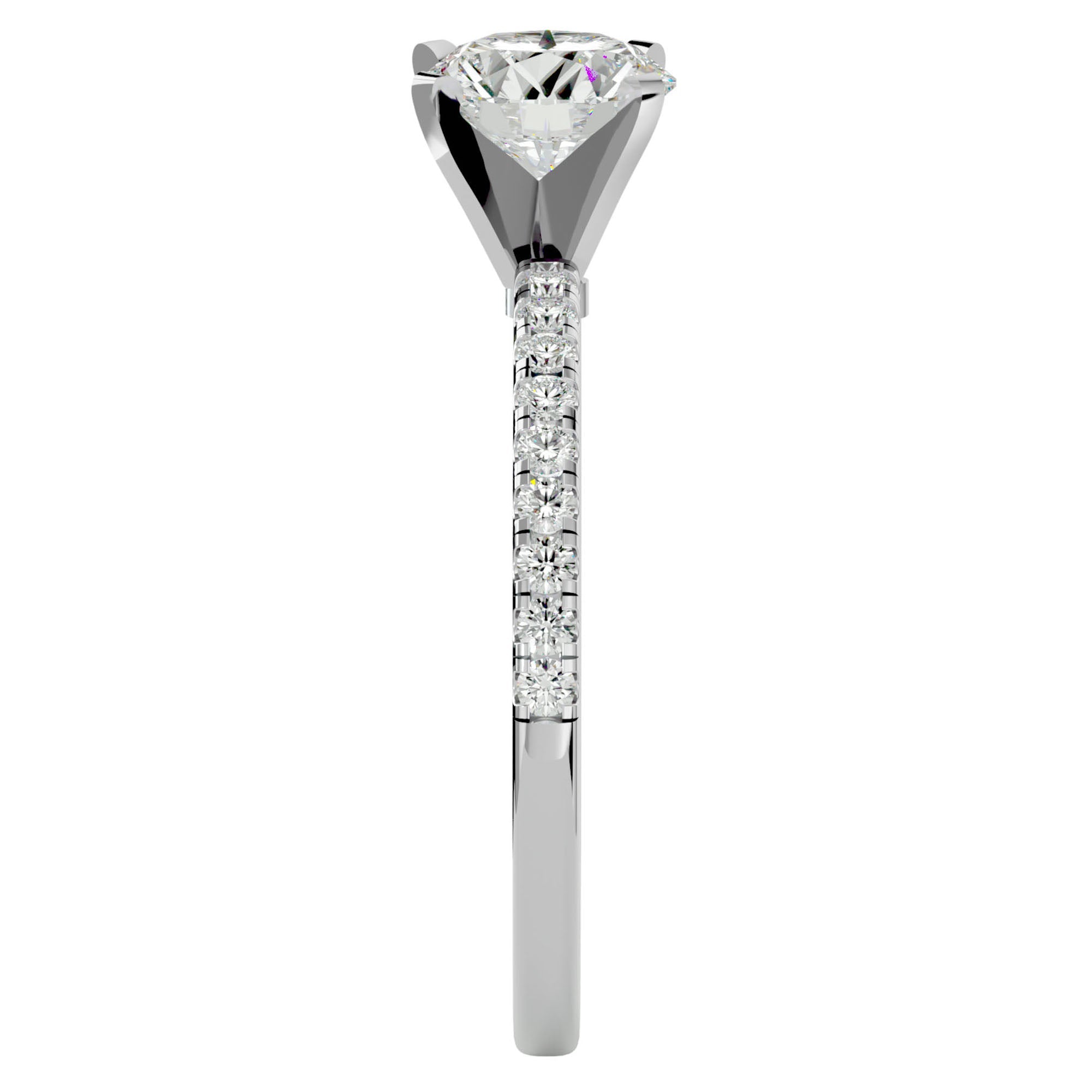 Inel de Logodnă din Aur 14k cu Diamante Naturale Solitaire Etern Pavé de 0.50 ct din 14k Aur Alb - Castelo.ro
