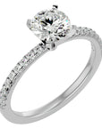 Inel de Logodnă din Aur 14k cu Moissanite Solitaire Etern Pavé de 0.50 ct din 14k Aur Alb - Castelo.ro