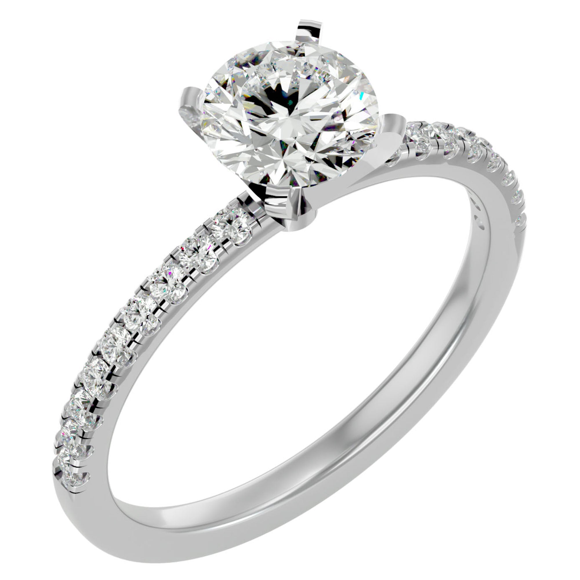 Inel de Logodnă cu Diamante Create în Laborator Solitaire Etern Pavé de 0.50 ct din Platina - Castelo.ro
