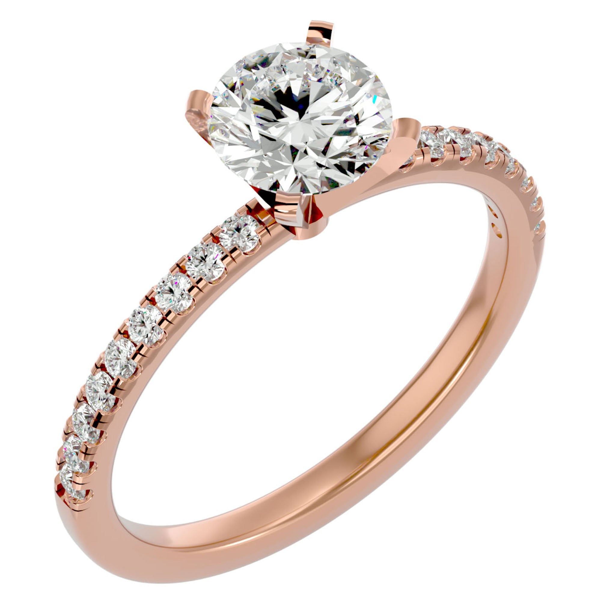 Inel de Logodnă din Aur 14k cu Diamante Create în Laborator Solitaire Etern Pavé de 0.50 ct din 14k Aur Roz - Castelo.ro