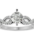 Inel de Logodnă din Aur 14k cu Diamante Naturale Solitaire Împletit Etern Pavé de 0.79 ct din 14k Aur Alb - Castelo.ro