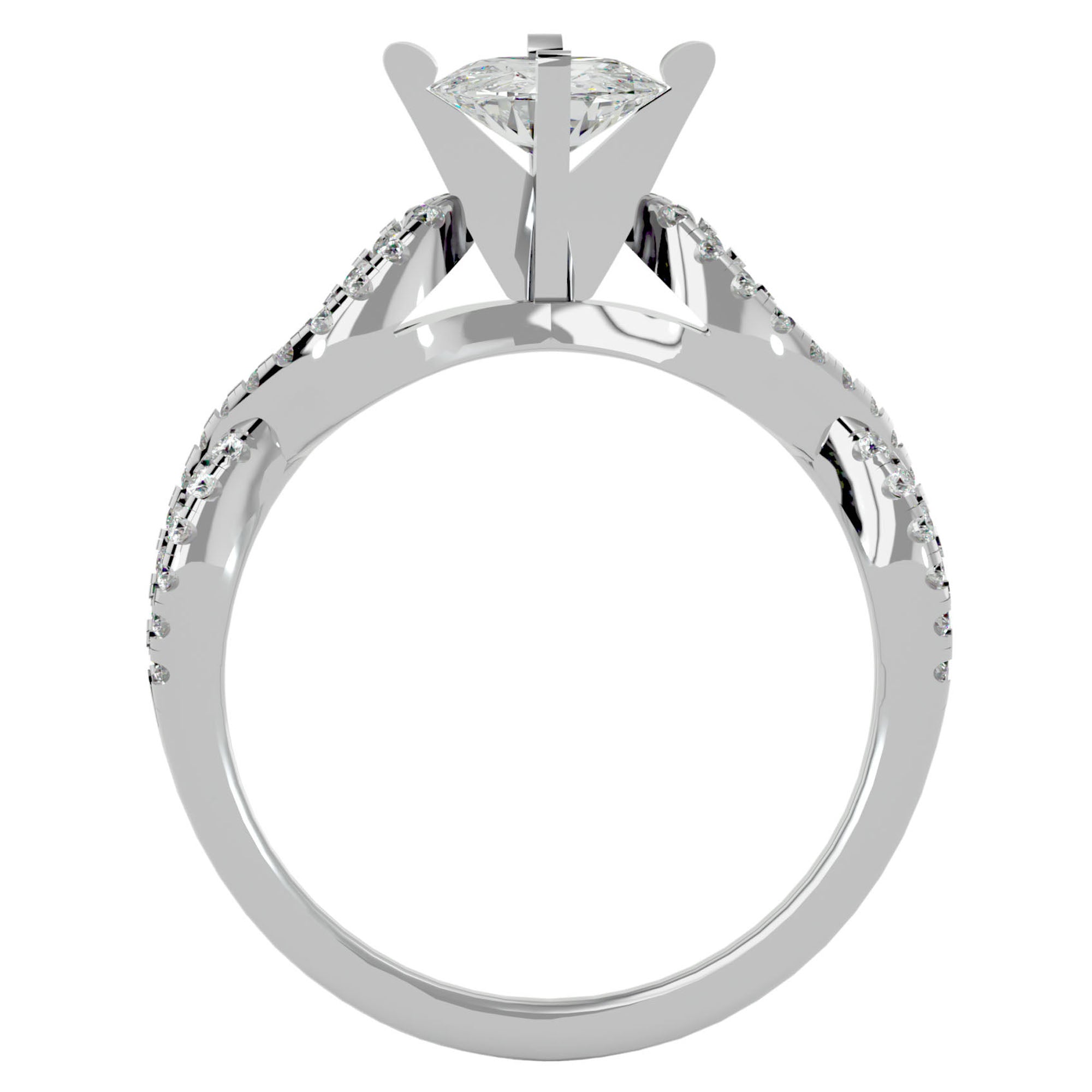 Inel de Logodnă din Aur 14k cu Diamante Naturale Solitaire Împletit Etern Pavé de 0.79 ct din 14k Aur Alb - Castelo.ro
