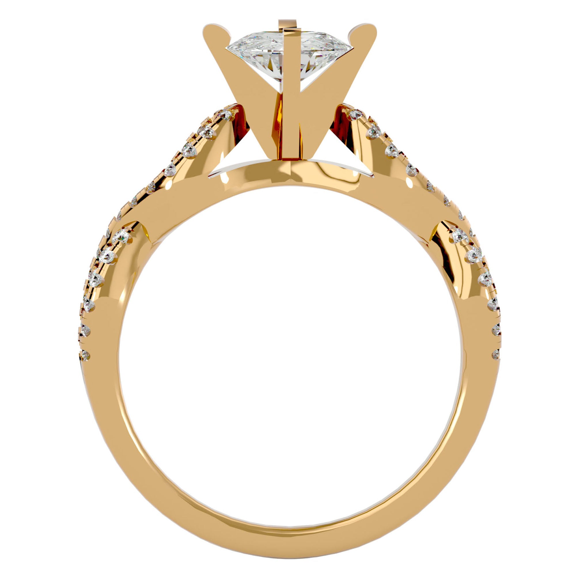Inel de Logodnă din Aur 14k cu Moissanite Solitaire Împletit Etern Pavé de 0.79 ct din 14k Aur Galben - Castelo.ro
