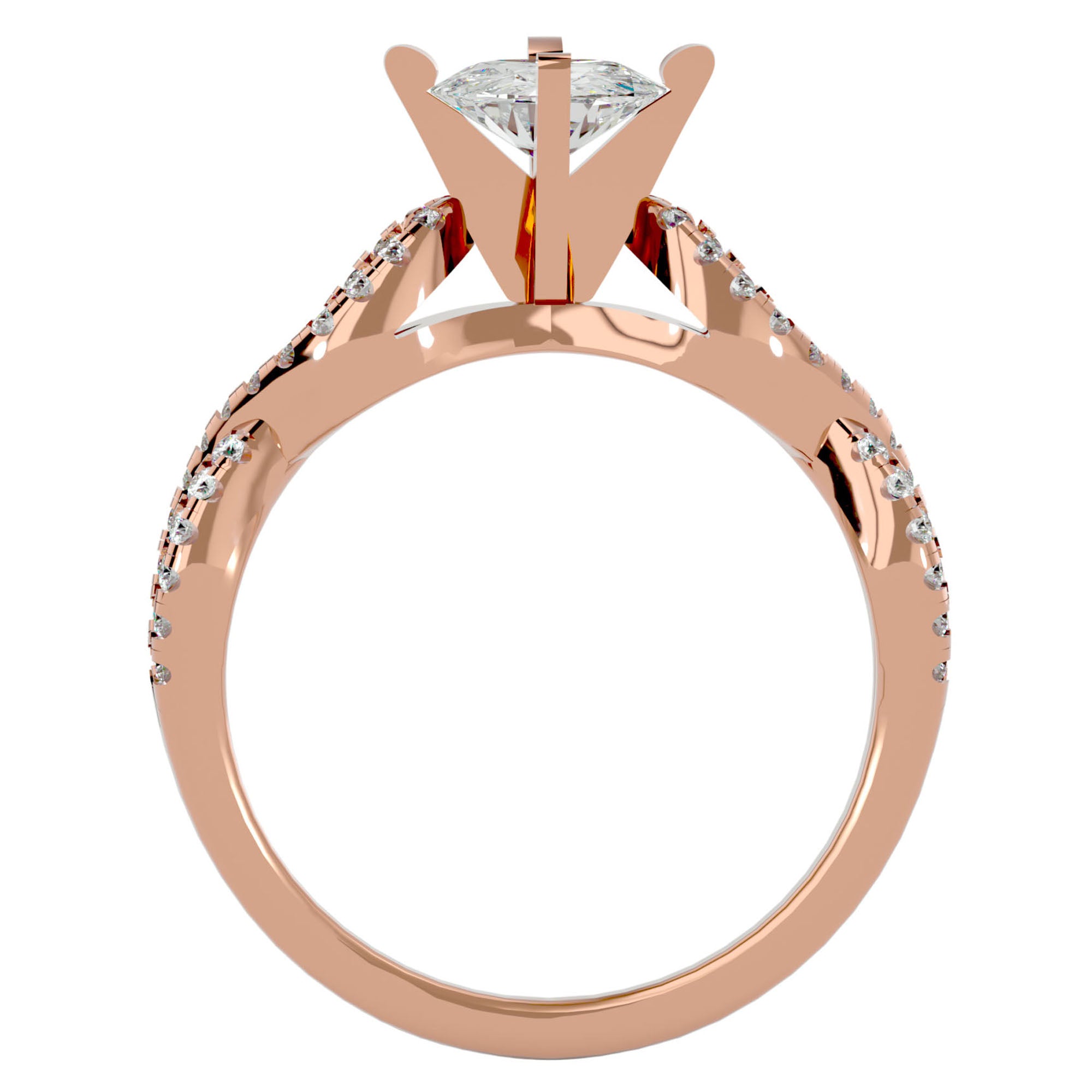 Inel de Logodnă cu Diamante Create în Laborator Solitaire Împletit Etern Pavé de 0.79 ct din 18k Aur Roz - Castelo.ro