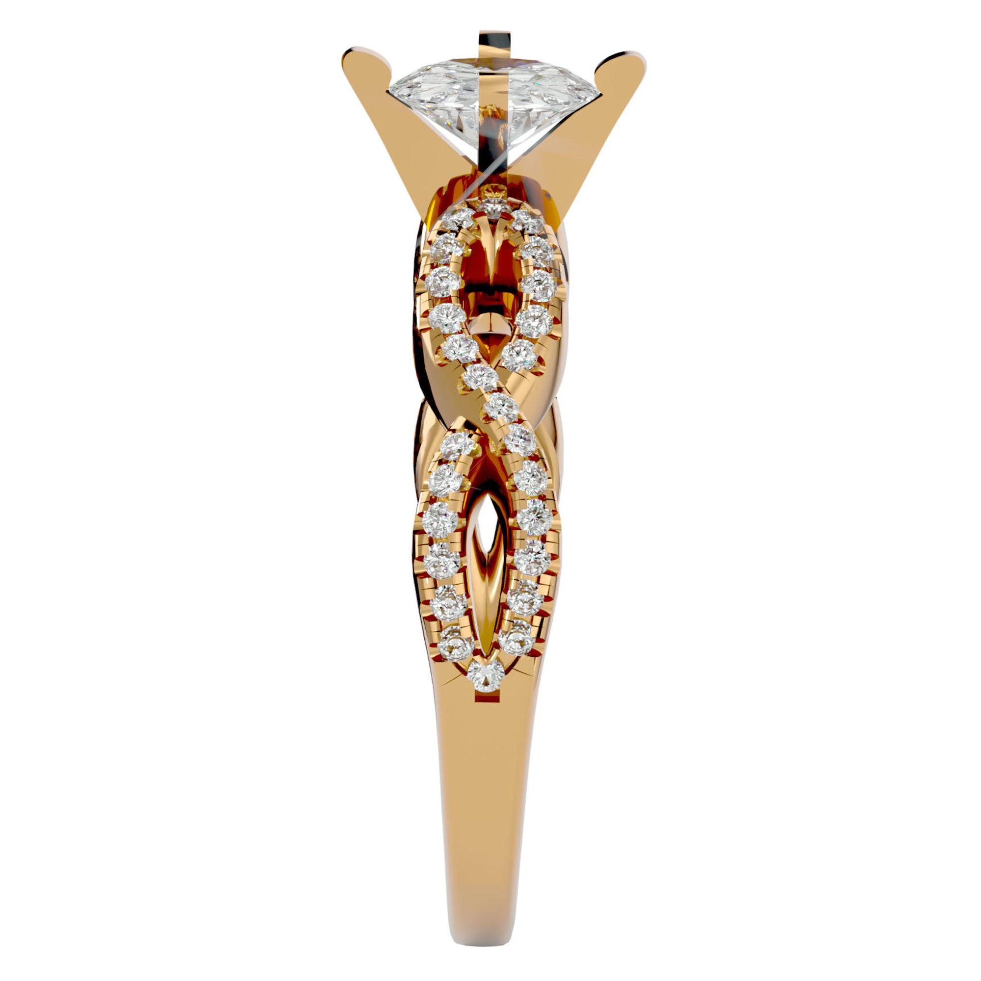 Inel de Logodnă cu Diamante Create în Laborator Solitaire Împletit Etern Pavé de 0.79 ct din 18k Aur Galben - Castelo.ro