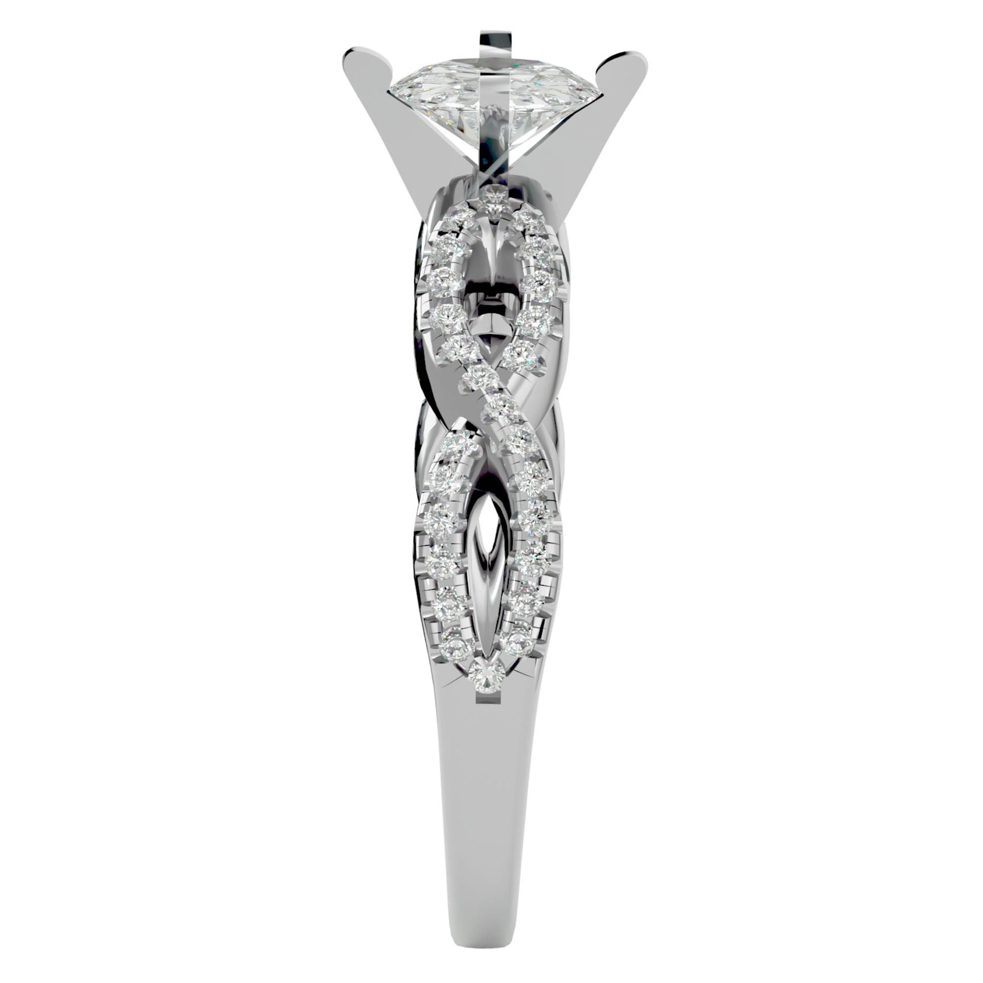 Inel de Logodnă din Aur 14k cu Diamante Naturale Solitaire Împletit Etern Pavé de 0.79 ct din 14k Aur Alb - Castelo.ro