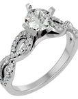 Inel de Logodnă din Aur 14k cu Diamante Naturale Solitaire Împletit Etern Pavé de 0.79 ct din 14k Aur Alb - Castelo.ro