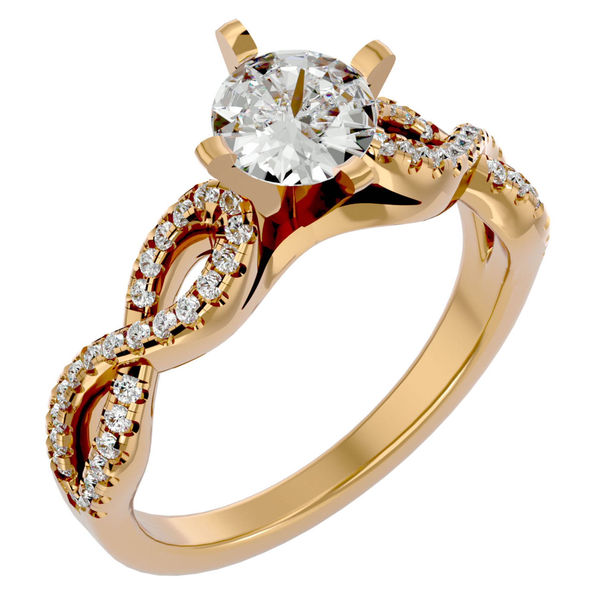 Inel de Logodnă din Aur 14k cu Moissanite Solitaire Împletit Etern Pavé de 0.79 ct din 14k Aur Galben - Castelo.ro