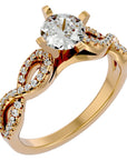 Inel de Logodnă din Aur 14k cu Diamante Naturale Solitaire Împletit Etern Pavé de 0.79 ct din 14k Aur Galben - Castelo.ro