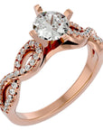 Inel de Logodnă din Aur 14k cu Diamante Naturale Solitaire Împletit Etern Pavé de 0.79 ct din 14k Aur Roz - Castelo.ro