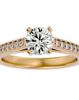 Inel de Logodnă din Aur 14k cu Diamante Create în Laborator Solitaire Etern Pavé de 1.41 ct din 14k Aur Galben - Castelo.ro