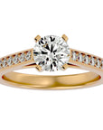 Inel de Logodnă din Aur 14k cu Diamante Naturale Solitaire Etern Pavé de 1.41 ct din 14k Aur Galben - Castelo.ro