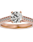 Inel de Logodnă din Aur 14k cu Moissanite Solitaire Etern Pavé de 1.41 ct din 14k Aur Roz - Castelo.ro