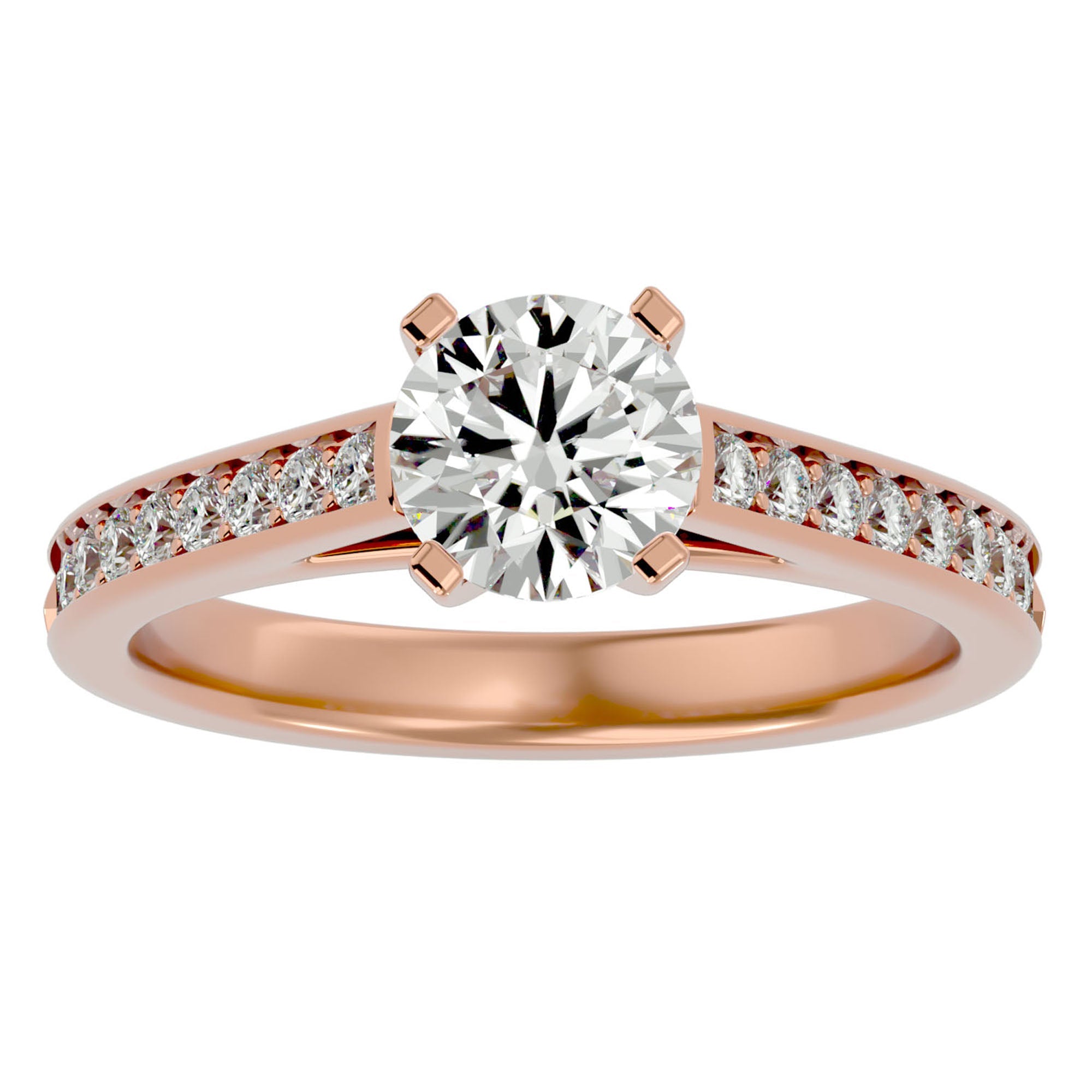 Inel de Logodnă din Aur 14k cu Diamante Naturale Solitaire Etern Pavé de 1.41 ct din 14k Aur Roz - Castelo.ro